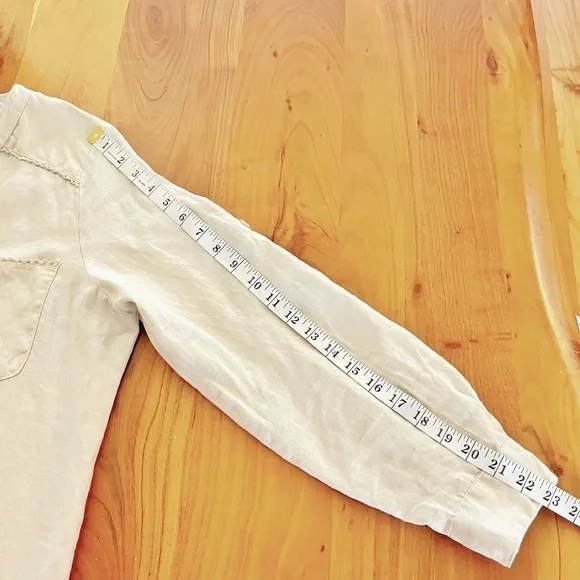 Harve Benard 100% Linen Minimalist Casual Relaxed Fit Button  Down Shirt Blouse. - Picture 13 of 14